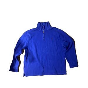 Vintage POLO Ralph Lauren XXLarge Royal Blue Quarter Zip Red Embroidered Pullove